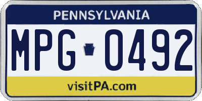 PA license plate MPG0492