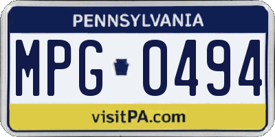 PA license plate MPG0494