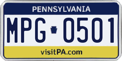 PA license plate MPG0501