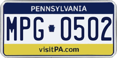 PA license plate MPG0502
