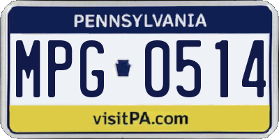 PA license plate MPG0514