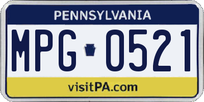 PA license plate MPG0521