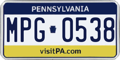 PA license plate MPG0538