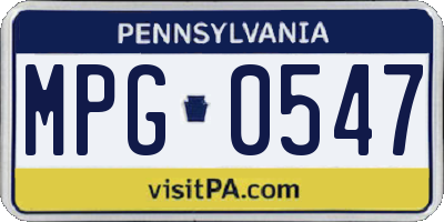 PA license plate MPG0547