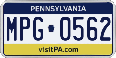 PA license plate MPG0562