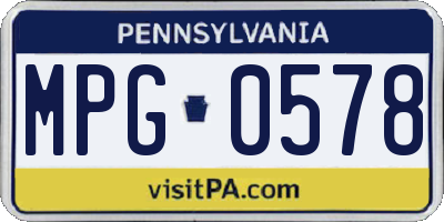PA license plate MPG0578