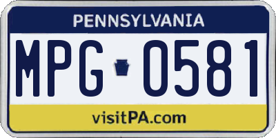 PA license plate MPG0581