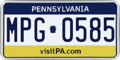 PA license plate MPG0585
