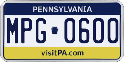 PA license plate MPG0600