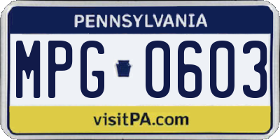 PA license plate MPG0603