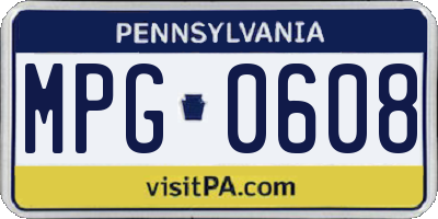 PA license plate MPG0608