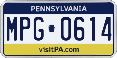 PA license plate MPG0614