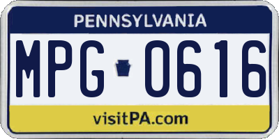 PA license plate MPG0616