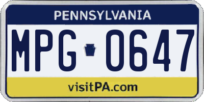 PA license plate MPG0647