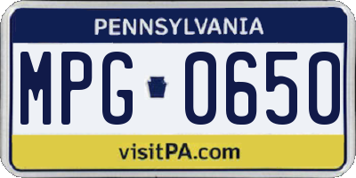 PA license plate MPG0650