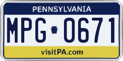 PA license plate MPG0671