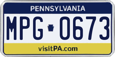 PA license plate MPG0673