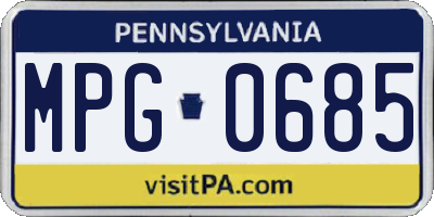 PA license plate MPG0685