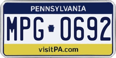 PA license plate MPG0692