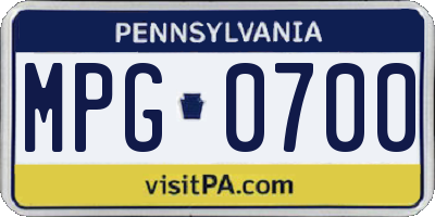 PA license plate MPG0700