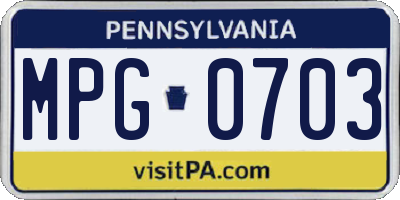 PA license plate MPG0703