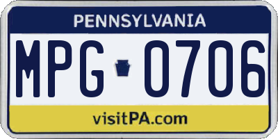 PA license plate MPG0706