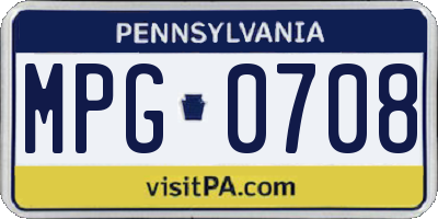 PA license plate MPG0708