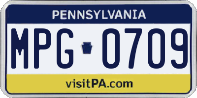 PA license plate MPG0709