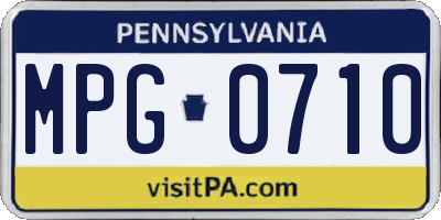 PA license plate MPG0710