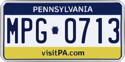 PA license plate MPG0713