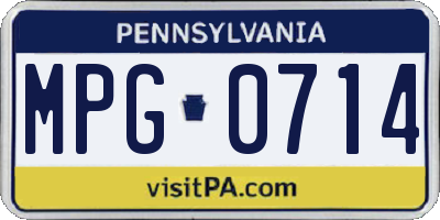 PA license plate MPG0714