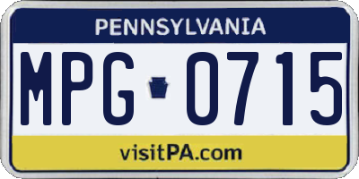 PA license plate MPG0715