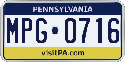 PA license plate MPG0716