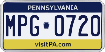 PA license plate MPG0720