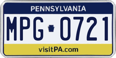 PA license plate MPG0721