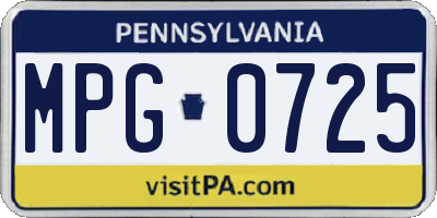 PA license plate MPG0725
