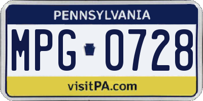 PA license plate MPG0728