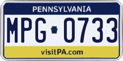 PA license plate MPG0733