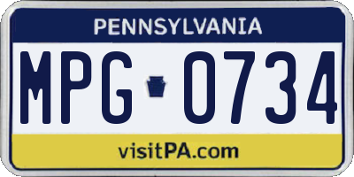 PA license plate MPG0734