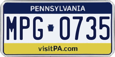 PA license plate MPG0735