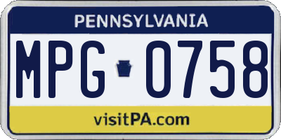 PA license plate MPG0758
