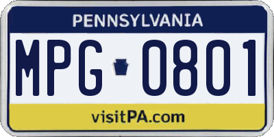PA license plate MPG0801