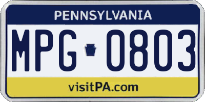 PA license plate MPG0803
