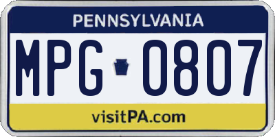 PA license plate MPG0807