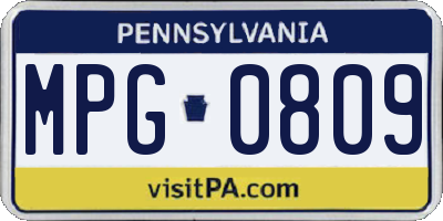 PA license plate MPG0809