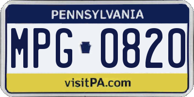 PA license plate MPG0820