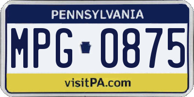 PA license plate MPG0875