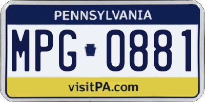 PA license plate MPG0881