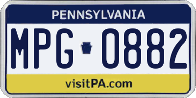 PA license plate MPG0882