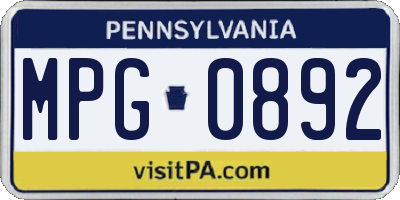 PA license plate MPG0892